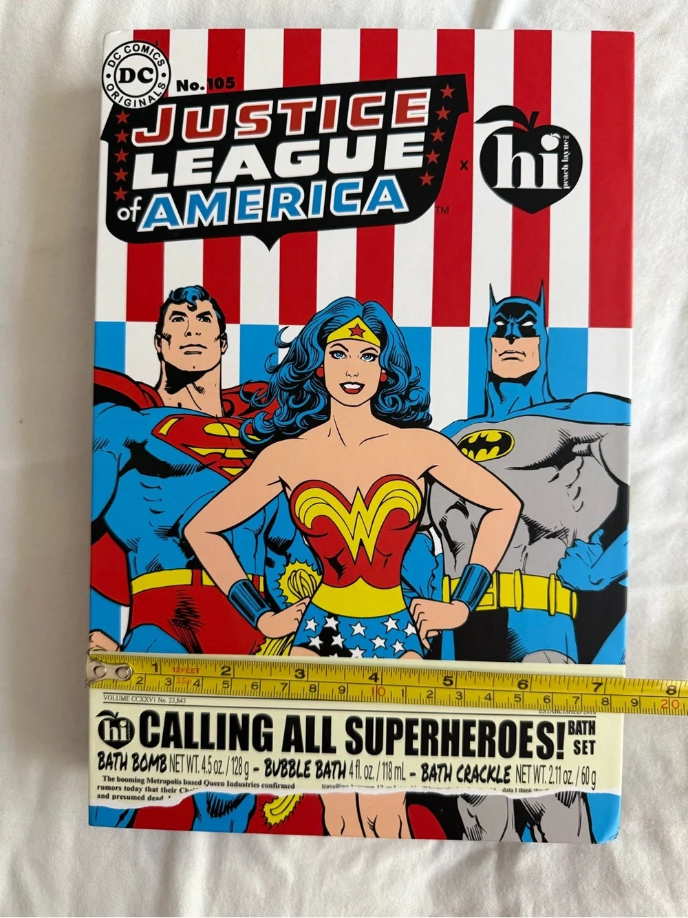 Justice League x Hi Peach Layne NIB Bath Set Bath Bomb Bath Crackle Bubble Bath